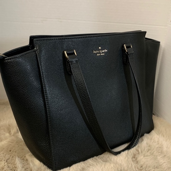 BACK TO SCHOOL BRAND NEW KATE SPADE SOFT PEBBLED LEATHER  BLACK MEDIUM TOTE - Picture 4 of 10